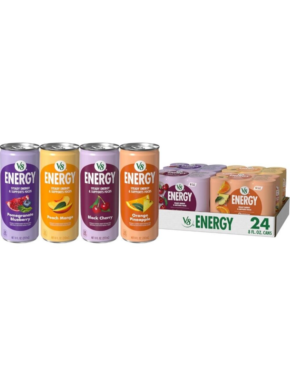 Vibrant Energy Juice Drinks - Peach Mango, Orange Pineapple, Black Cherry
